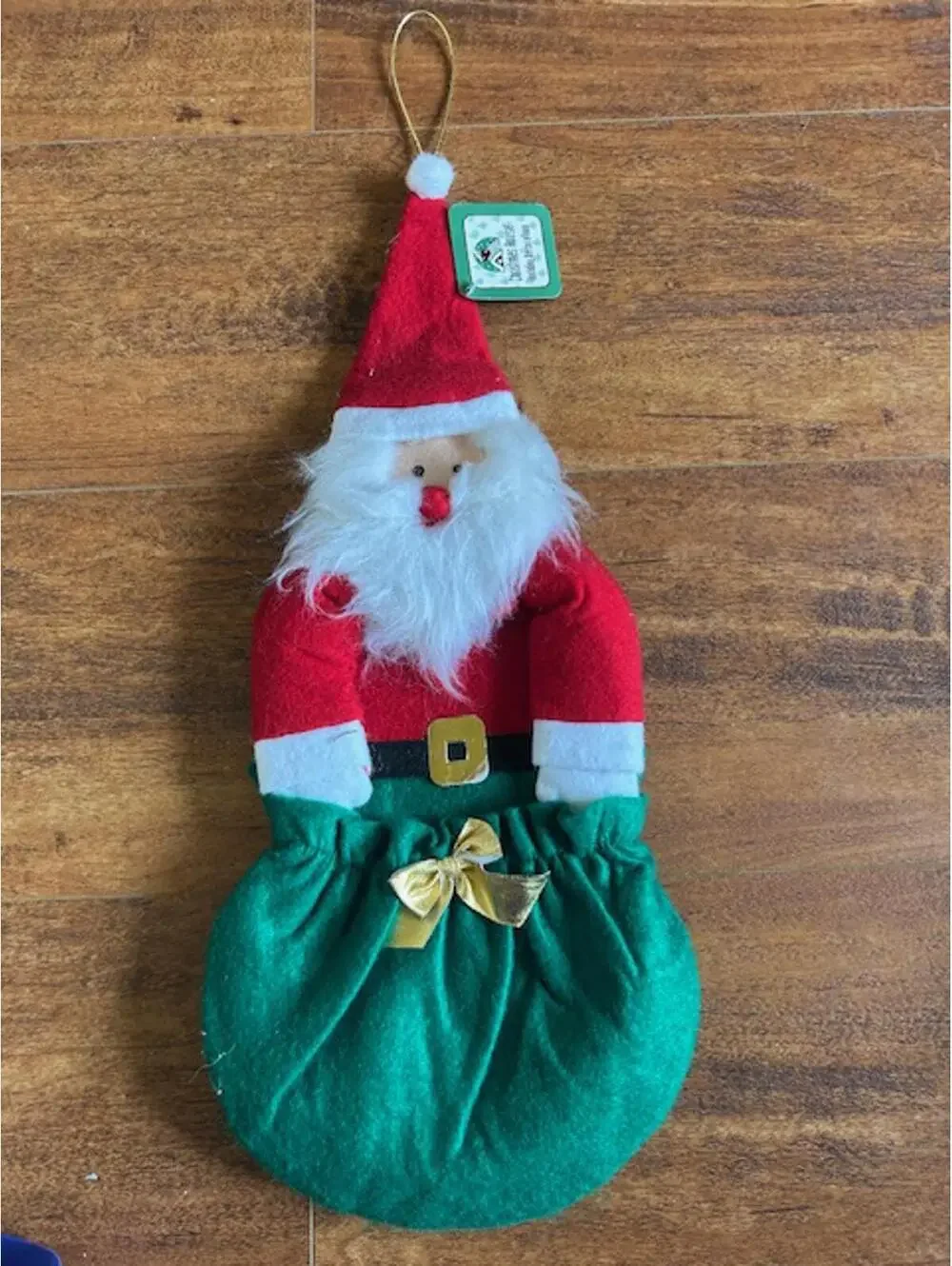 Set of 2 Christmas Santa and Snowman Hanging Decorations with Pockets
